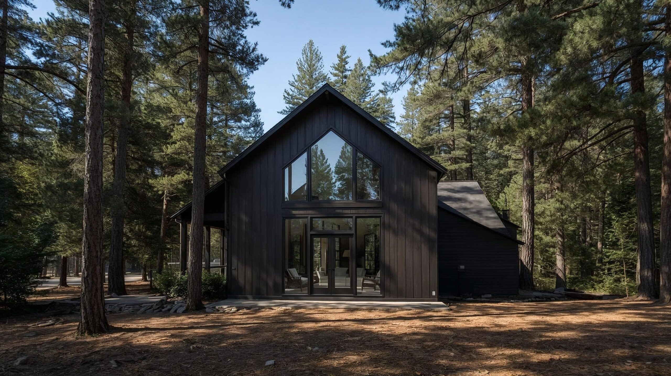 Nowoczesny Dom W Stylu Stodola Na Tle Lasu Sosnowego Scaled